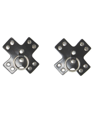 Coquette International 7249 Black O/S Studded Cross Pasties, Black/Silver