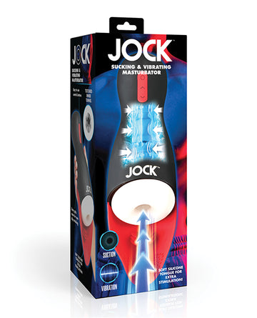 Curve Toys Jock Dual-Action Sucking & Vibrating Masturbator, Black/Red