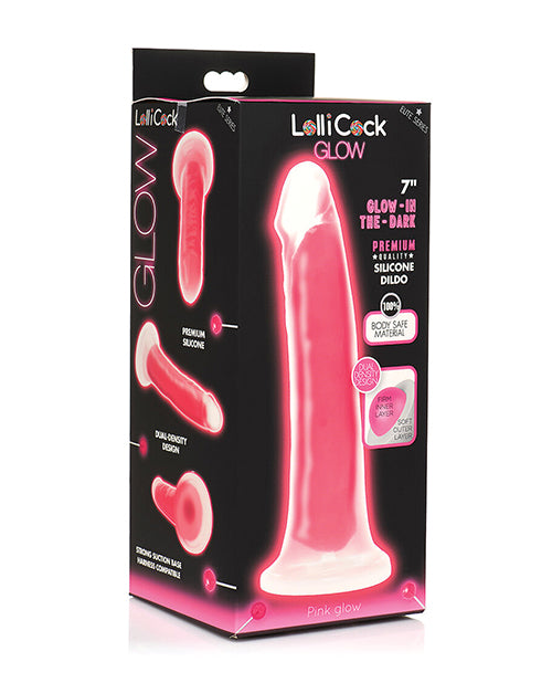 Curve Lollicock Dual-Density Dildo, 7-inch Body-Safe Glow-in-the-Dark Silicone
