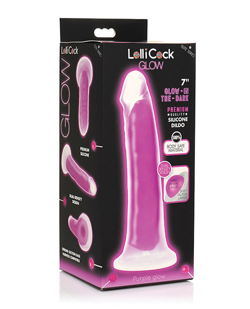 Curve Lollicock 7" Glow Dual Density Silicone Dildo, Harness Compatible
