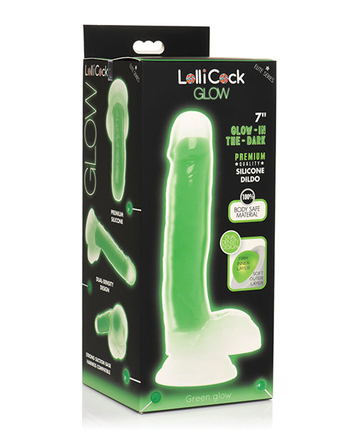 Curve Toys Lollicock 7" Glow-in-the-Dark Dual-Density Silicone Dildo