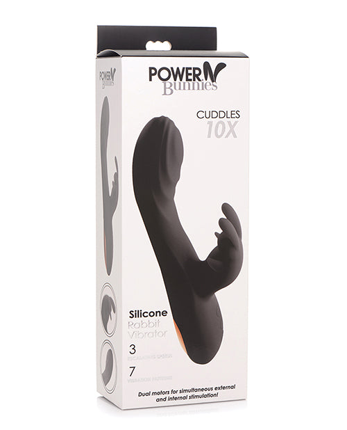 Curve Novelties Power Bunnies Cuddles 10x Silicone Rabbit Vibrator, Dual Motors