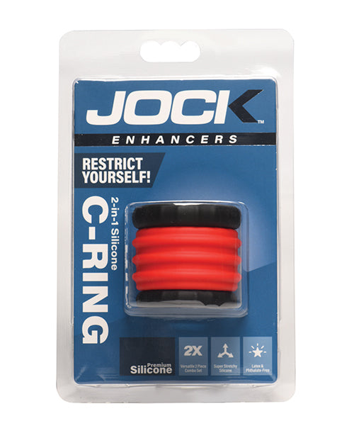 Curve CN1016 Jock 2-in-1 Silicone Cock Ring, Red