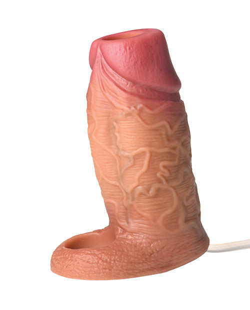 Curve Jock Squirting Silicone Sleeve with Ball Strap - Medium Skin Tone