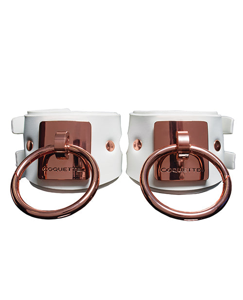Coquette International 23620 Adjustable Handcuffs, White/Rose Gold, PU/Zinc