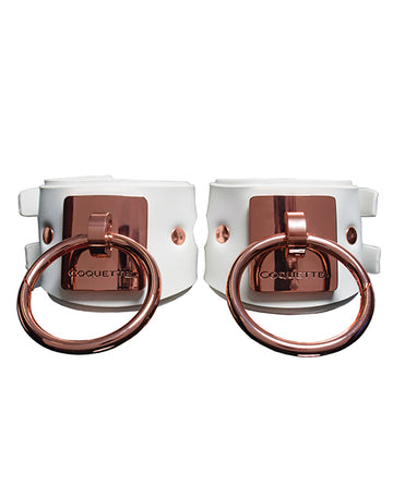 Coquette International 23620 Adjustable Handcuffs, White/Rose Gold, PU/Zinc