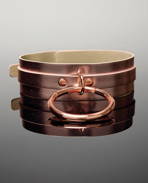 Coquette Pleasure Collection Adjustable Collar, Rose Gold – Vegan Leather