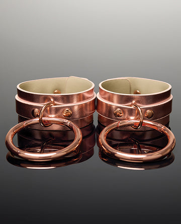 Coquette Pleasure Collection Adjustable Handcuffs, Rose Gold Vegan Leather