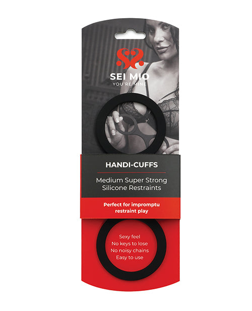 Creative Concept SM-030 Sei Mio Handi Cuffs, Medium Black Silicone