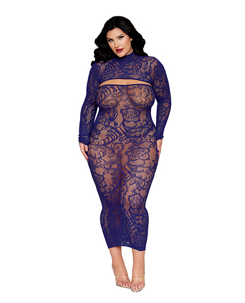 Dreamgirl 0525X O/S Strapless Gown & Shrug Set, Purple Queen