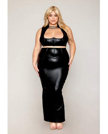 Dreamgirl international 13198X 1X Harness Bra & Skirt Set, Black