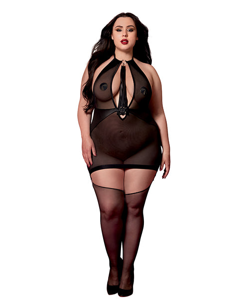 Dreamgirl international 13704X O/S QUEEN Chemise w/Flogger, Black Queen
