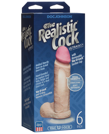 Doc Johnson Realistic ULTRASKYN Cock, 6-Inch Dual-Density Veined – Made in USA