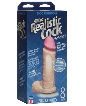 Doc Johnson 0276-02-BX Realistic Cock with Balls, 8" TPE, Ivory