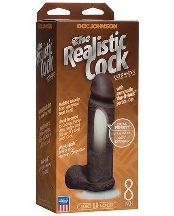 Doc Johnson 0276-04-BX Realistic Cock w/ Balls, 8" Brown TPE