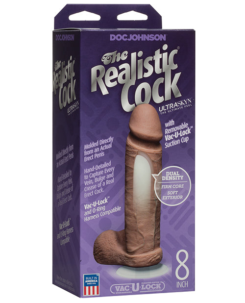 Doc Johnson 0276-06-BX Realistic Cock w/Balls, Brown, Veined