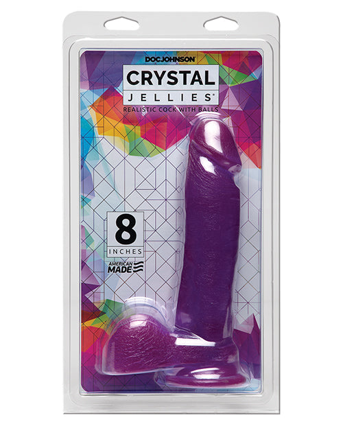 Doc Johnson 0288-10-CD Crystal Jellies 8-inch Ballsy Cock - Purple, Veined