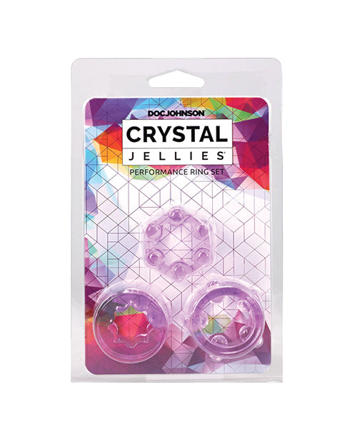 Doc Johnson Crystal Jellies Performance Ring Set, Purple, 3-Piece
