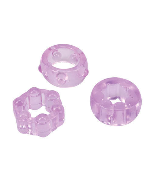 Doc Johnson Crystal Jellies Performance Ring Set, Purple, 3-Piece