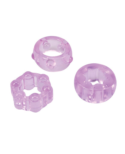 Doc Johnson Crystal Jellies Performance Ring Set, Purple, 3-Piece