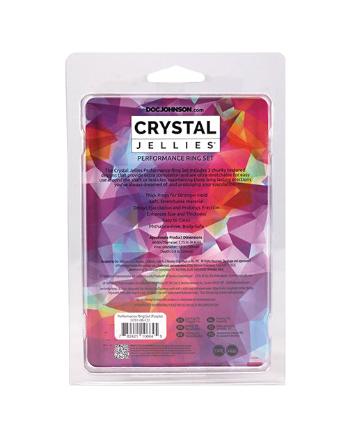 Doc Johnson Crystal Jellies Performance Ring Set, Purple, 3-Piece