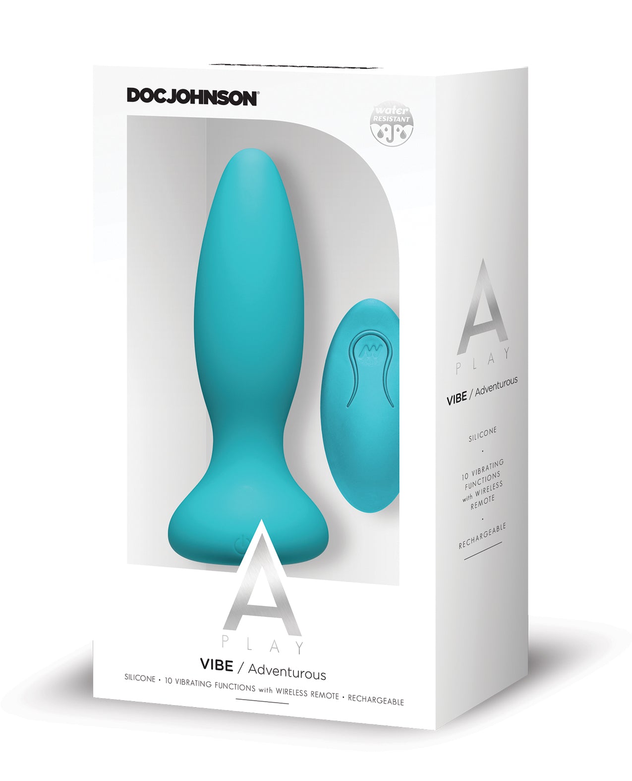 Doc Johnson 0300-04-BX A Play Anal Plug w/Remote, Teal, 10 Functions