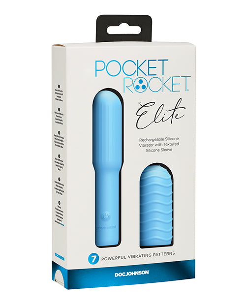 Doc Johnson 0376-10-BX Pocket Rocket Elite Rechargeable Sleeve, Sky Blue