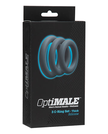 Doc Johnson 0690-05-BX OptiMale Thick C Ring Kit, Silicone, 3-Ring Set, Slate