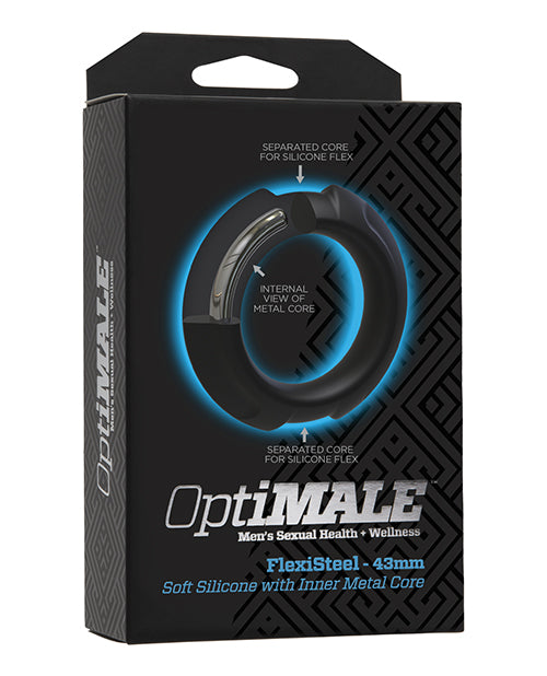 Doc Johnson 0690-37-BX OptiMale FlexiSteel Cock Ring, 43mm Black