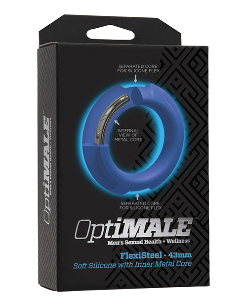 Doc Johnson 0690-39 OptiMale FlexiSteel Cock Ring, 43mm Blue