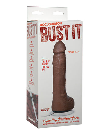 Doc Johnson Realistic Cock w/Squirting & Nut Butter, 8.5 Inch, Brown, PVC