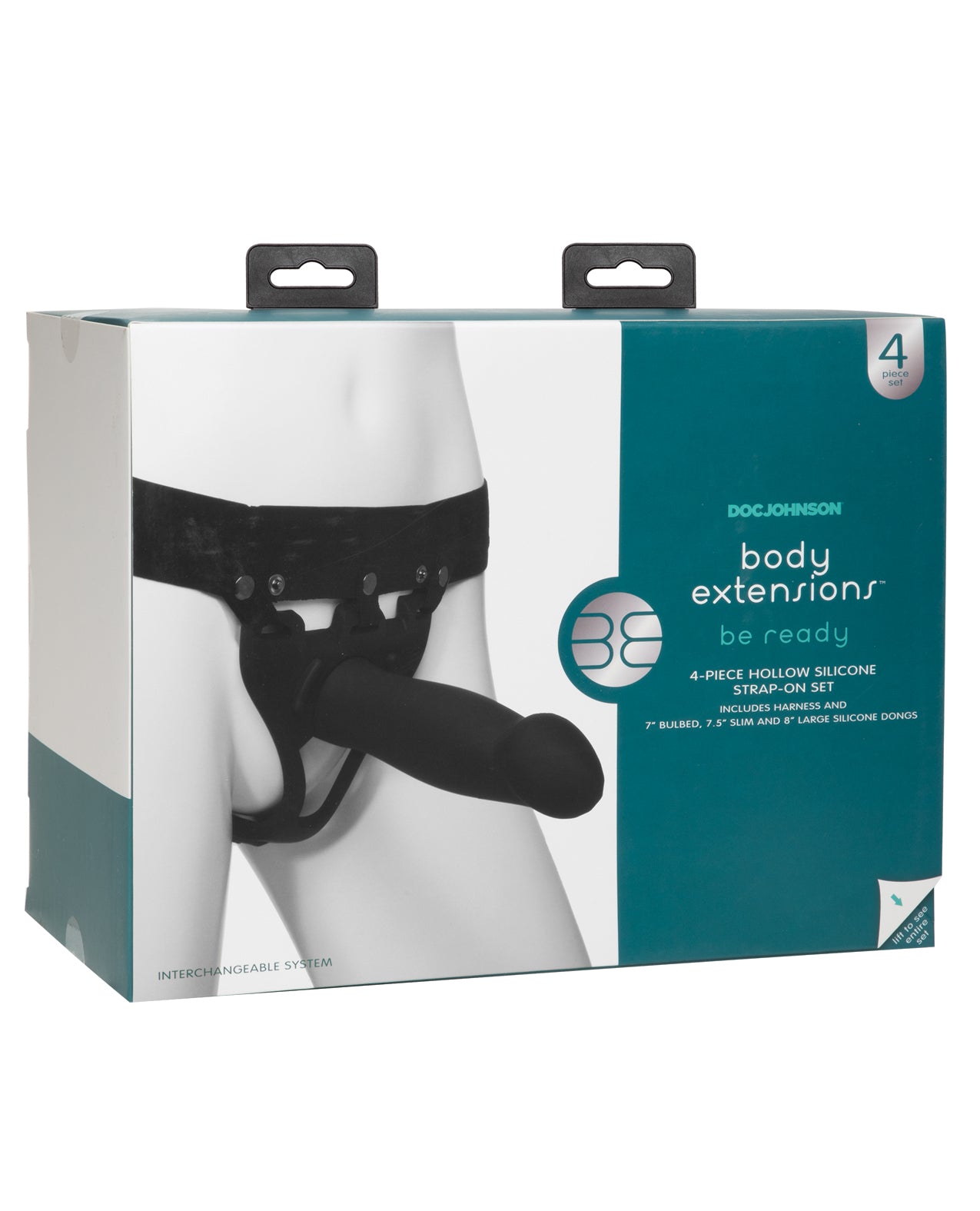 Doc Johnson 0800-05-BX Body Extensions 4 Piece Strap-On Set, Silicone
