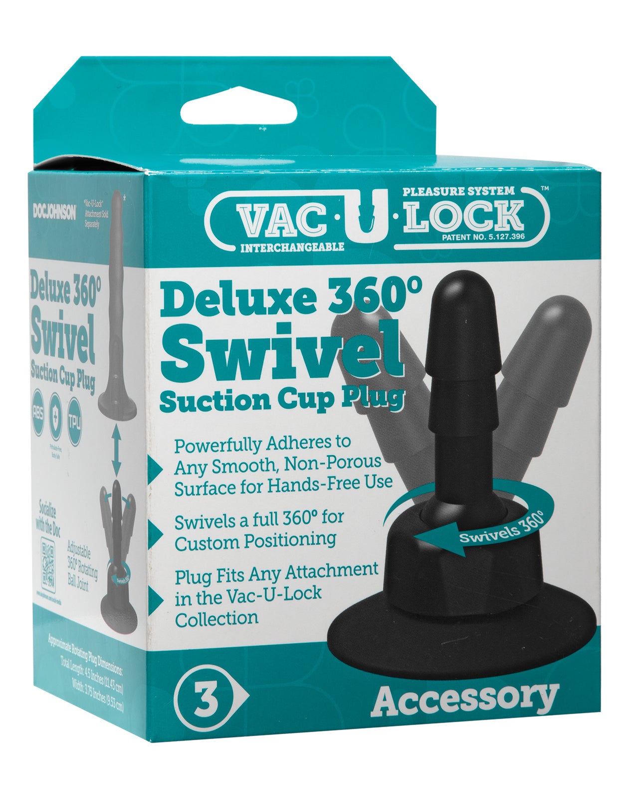 Doc Johnson 1010-18-BX Vac-U-Lock Deluxe 360 Swivel Suction Cup Plug