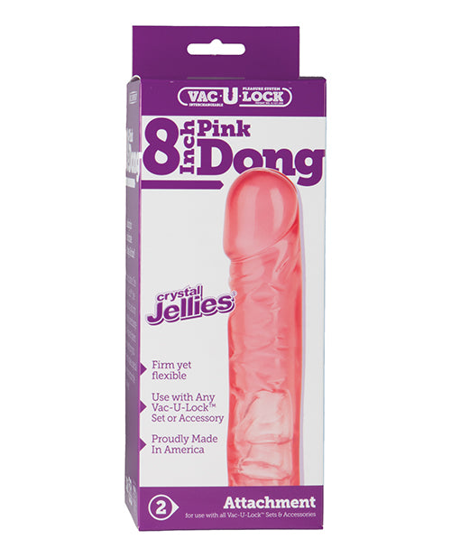 Doc Johnson 1015-00-BX Vac-U-Lock Crystal Jellies Dong, 8" Pink PVC