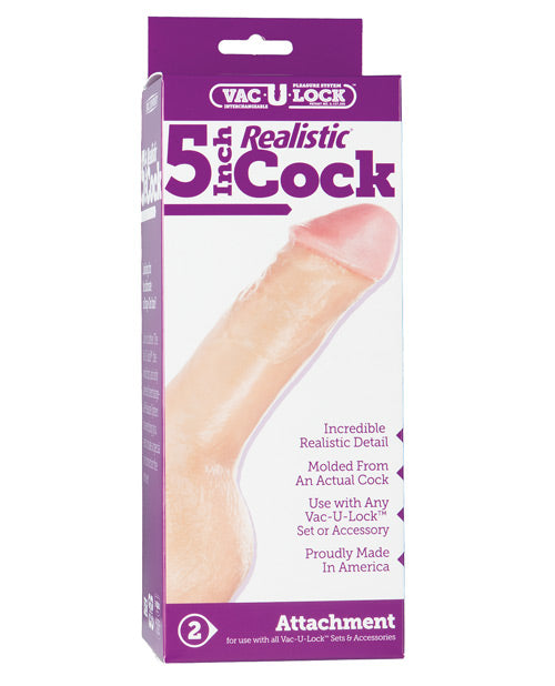 Doc Johnson 1015-15-BX Realistic White Cock Vac-U-Lock Attachment, 5" PVC