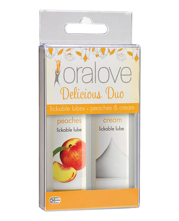 Doc Johnson 1355-01-BX Oralove Delicious Duo Flavored Lube, Peaches & Cream
