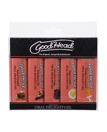 Doc Johnson 1361-41-BX GoodHead Dessert Oral Delight Gel, 5 Flavors, 1oz Bottles