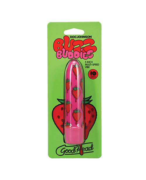 Doc Johnson GoodHead Buzz Buddies Multi-Speed Vibrator, 5 in., Strawberries