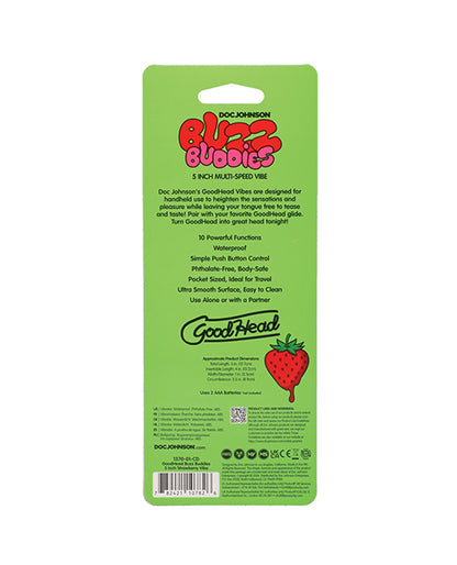 Doc Johnson GoodHead Buzz Buddies Multi-Speed Vibrator, 5 in., Strawberries