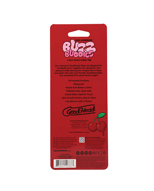 Doc Johnson GoodHead Buzz Buddies Cherries Multi-Speed Vibrator, 5 in.