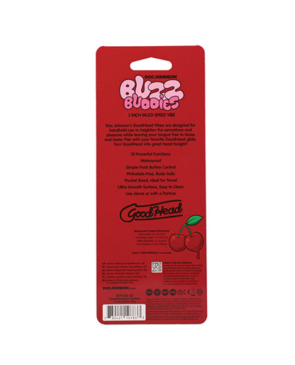 Doc Johnson GoodHead Buzz Buddies Cherries Multi-Speed Vibrator, 5 in.