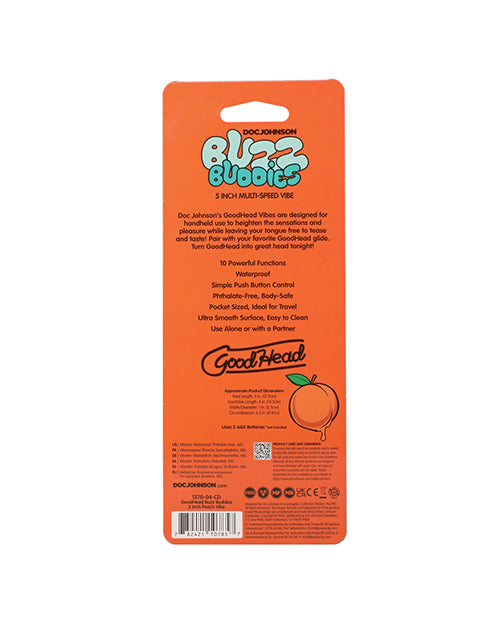 Doc Johnson GoodHead Buzz Buddies 5 in. Multi-Speed Vibrator - Peaches