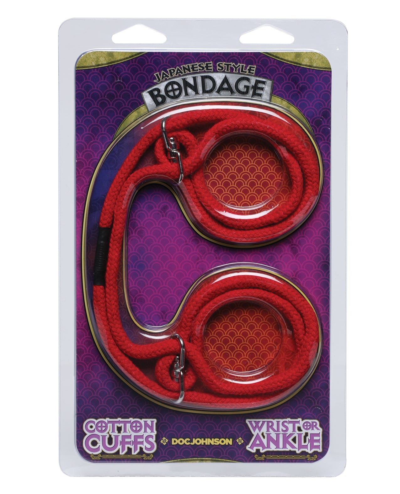 Doc Johnson 2103-05-CD Japanese Style Bondage Rope Cuffs, Red, Cotton