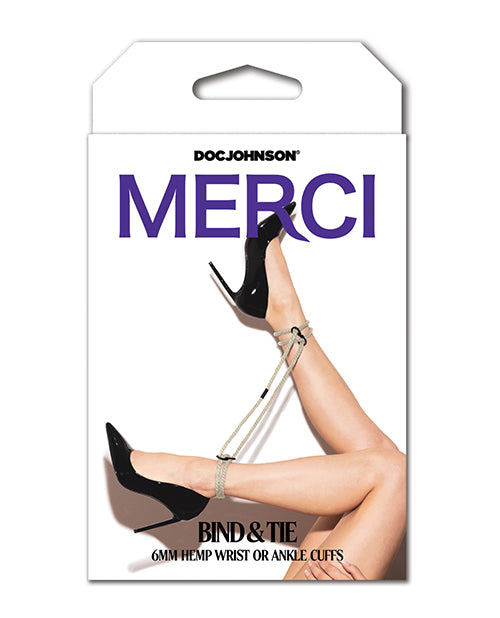 Doc Johnson Merci Hogtie 6mm Hemp Cuffs, 63 Inch - Black