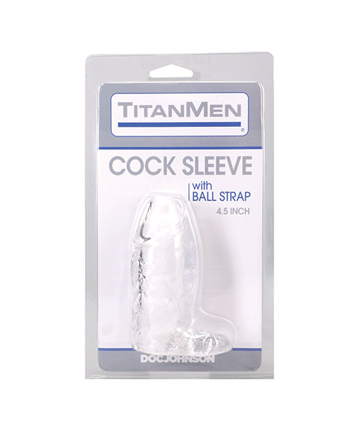 Doc Johnson TitanMen Clear Anatomy Sleeve with Ball Strap, 4.5 in.