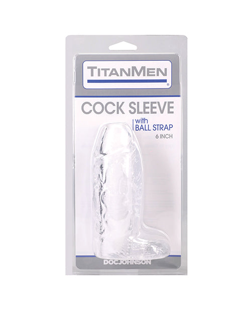 Doc Johnson TitanMen Clear TPE Sleeve with Ball Strap, 6 in.