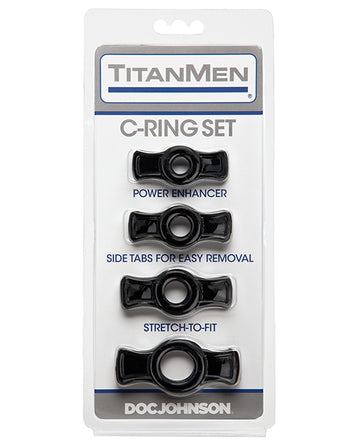 Doc Johnson 3503-05-CD Titanmen Tools Cock Ring Set - Black, Set of 4