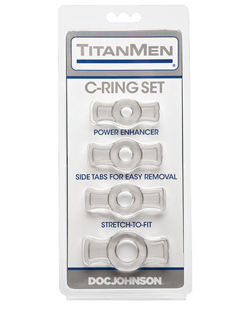 Doc Johnson 3503-07-CD Titanmen Tools Cock Ring Set, Clear, 4-Piece