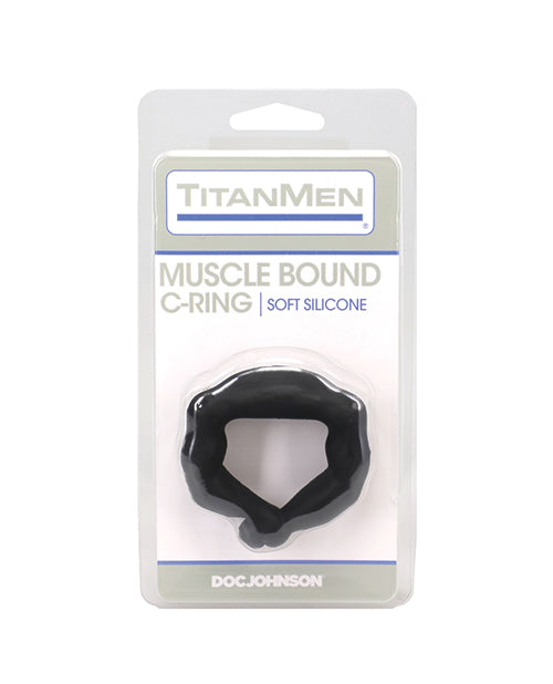 Doc Johnson TitanMen Muscle Bound Anatomy Ring, 32 mm, Black Silicone