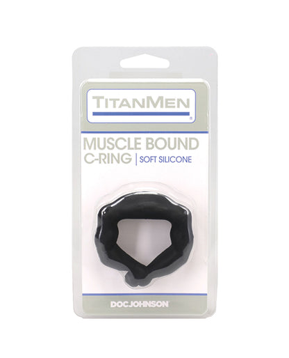 Doc Johnson TitanMen Muscle Bound Anatomy Ring, 32 mm, Black Silicone